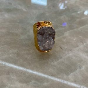 Geode adjustable gold ring